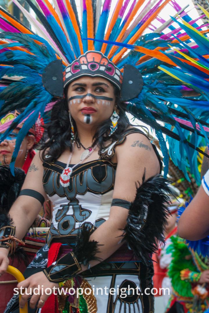 2015 Seattle May Day Immigrant Rally, A Series of Photos Of Indigenous American People In Traditional Dance Costume