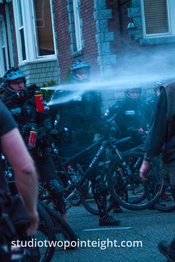 2015 Seattle May Day Protest Riot, Seattle Police Hosed Down Protesters with Pepper Spray