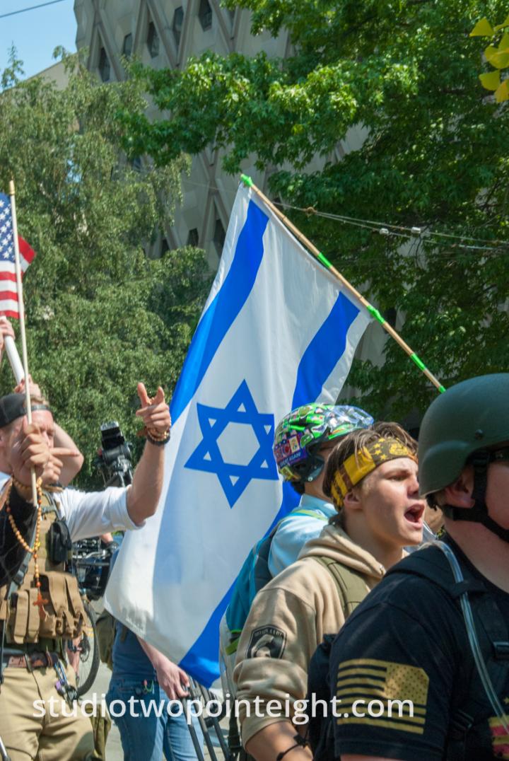 Seattle, Liberty or Death Rally, August 18, 2018, Jewish Washington Three Percent Members Carried An Israeli Flag