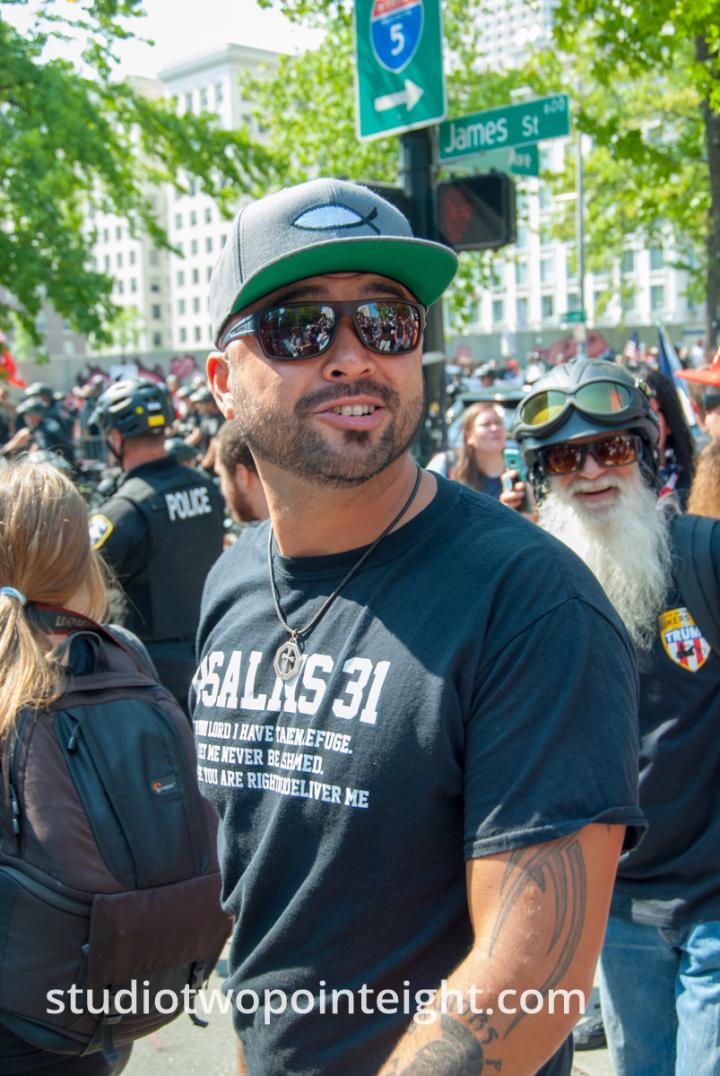 Political Activist Joey Gibson In Attendance at the Liberty or Death Rally in Seattle on 18 August 2018