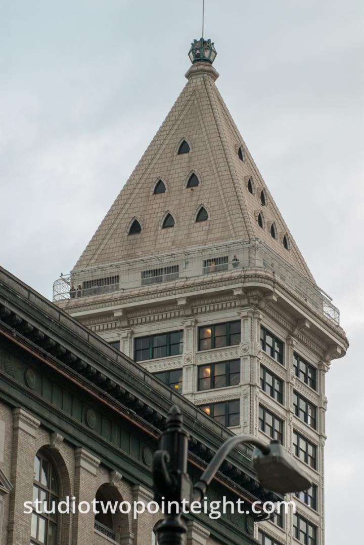 Seattle, Liberty or Death 2 Rally, December 1, 2018, Police Sniper At Top of Smith Tower Spire