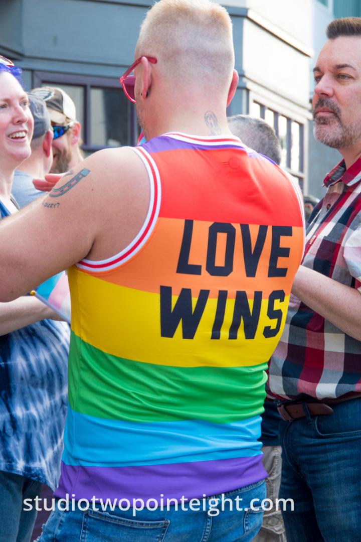 Seattle Trans Pride 2019, An Attendee Wore A Love Wins Rainbow Tank Top