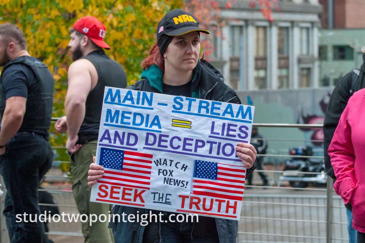 Seattle, Liberty or Death 2 Rally, Placard - Mainstream Media Lies and Deception