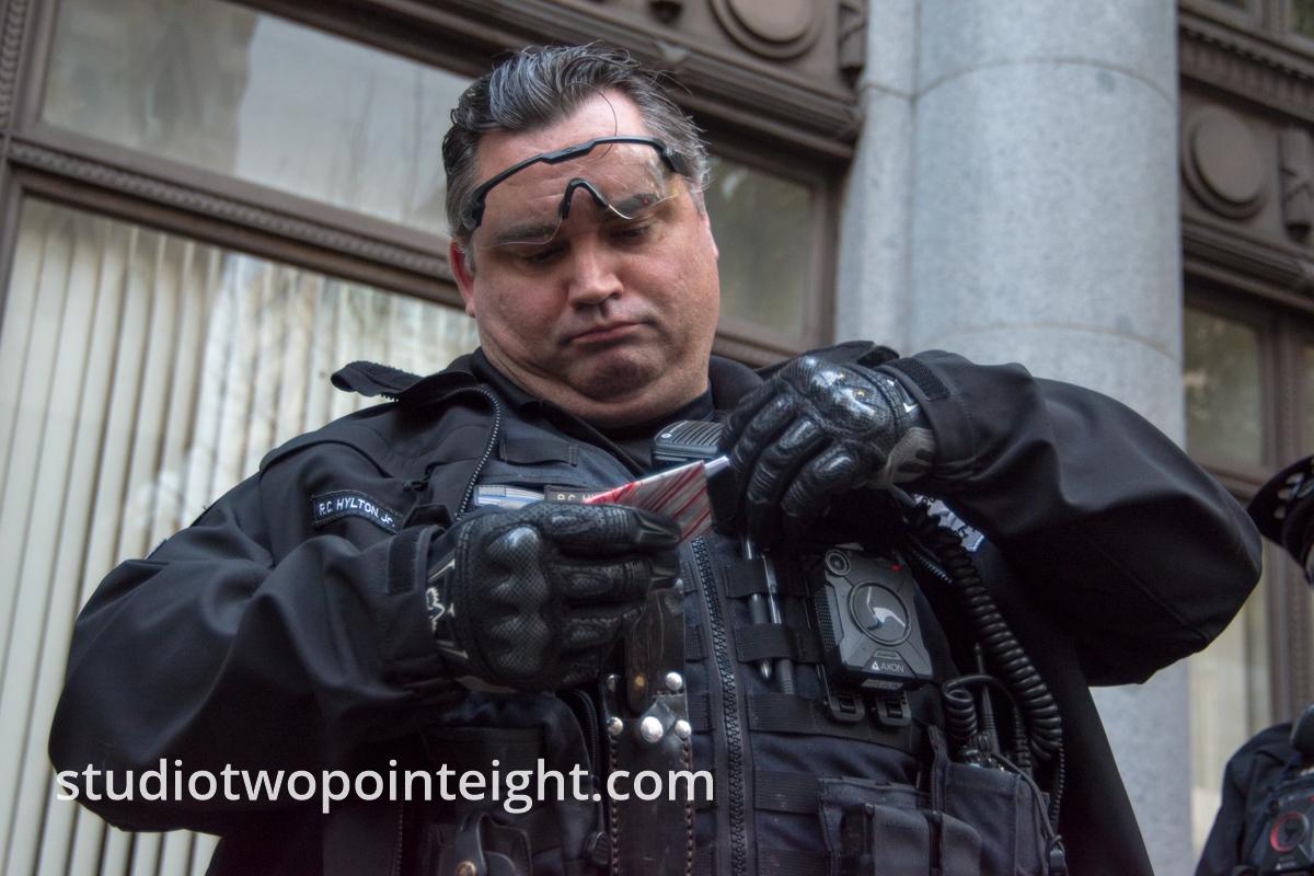 Seattle, Liberty or Death 2 Rally, December 1, 2018, Seattle Police Sergeant Hylton Provided His Business Card
