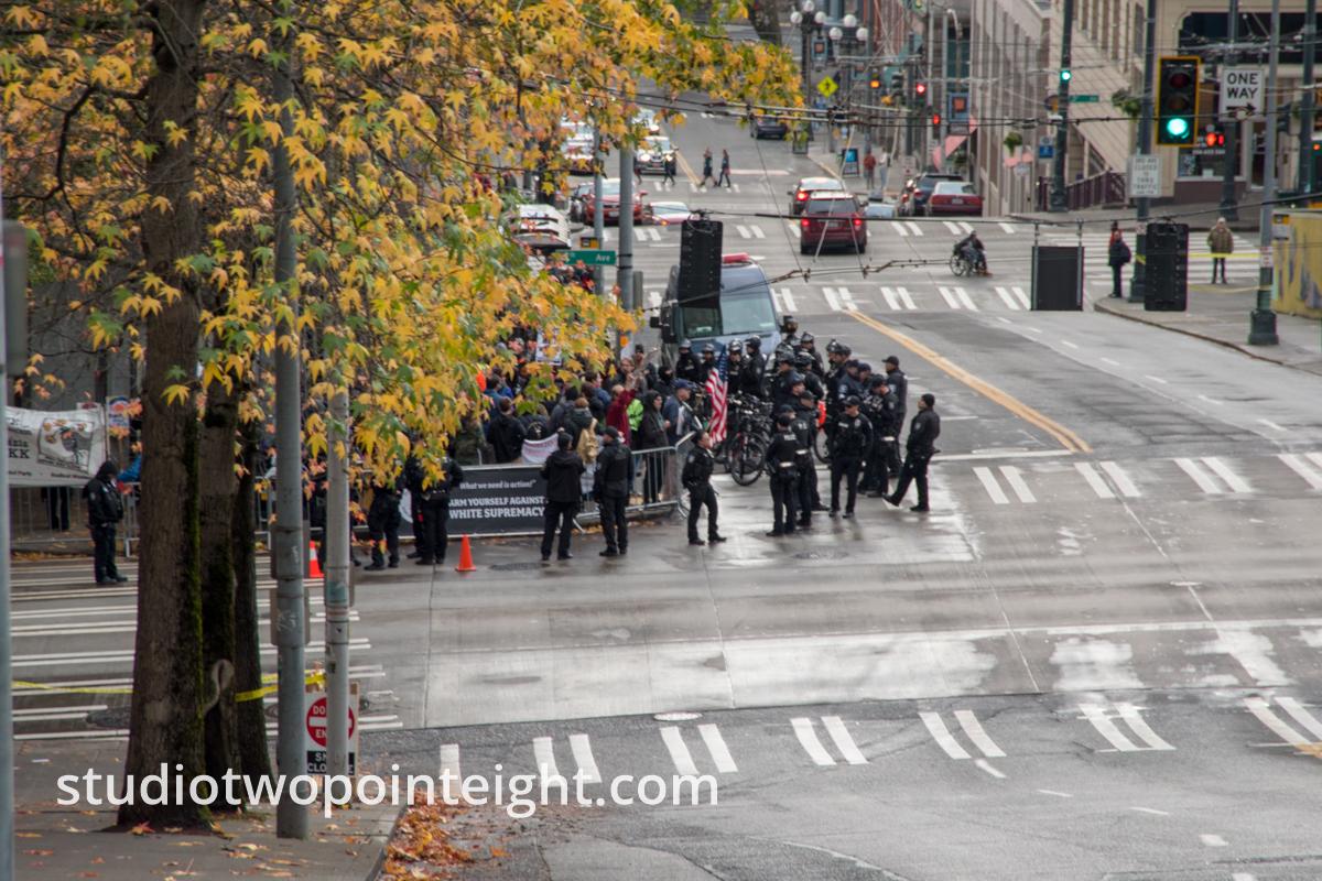 Seattle, Liberty or Death 2 Rally, December 1, 2018, Counter Protesters From  A Distance