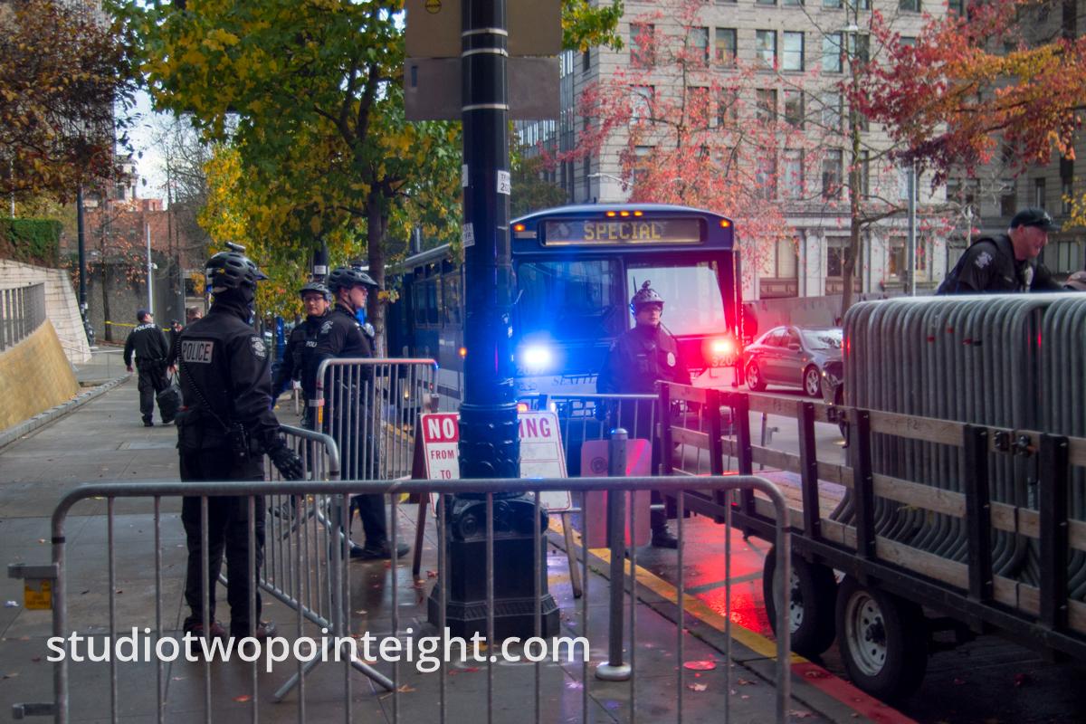 Seattle, Liberty or Death 2 Rally, December 1, 2018, Event Over, Seattle Police Packing Up and Going Home