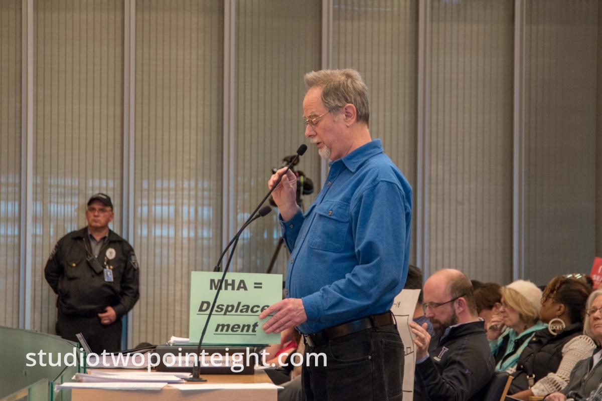Seattle City Council, March 18, 2019, Real Estate Regulation, MHA, Mandatory Affordable Housing, Resident Speaking
