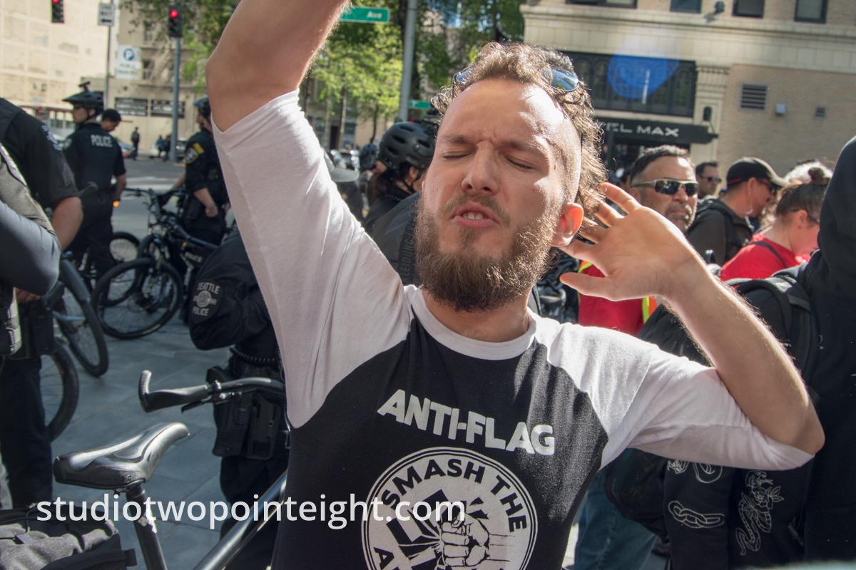 Seattle May 1, 2019 May Day Immigration Rally Antifa Goofball Acting Out