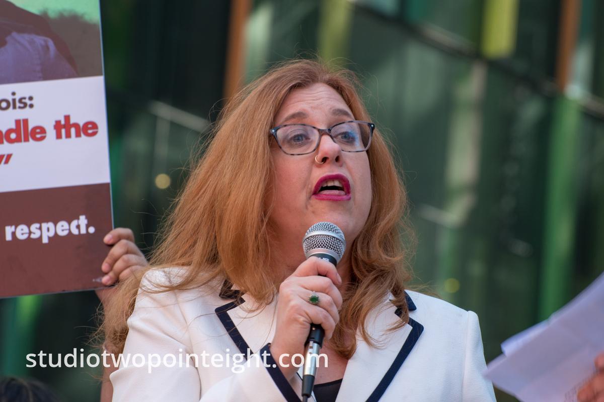 Seattle May 1, 2019 May Day Rally Seattle City Council Member Lisa Herbold Spoke Outside Amazon Headquarters