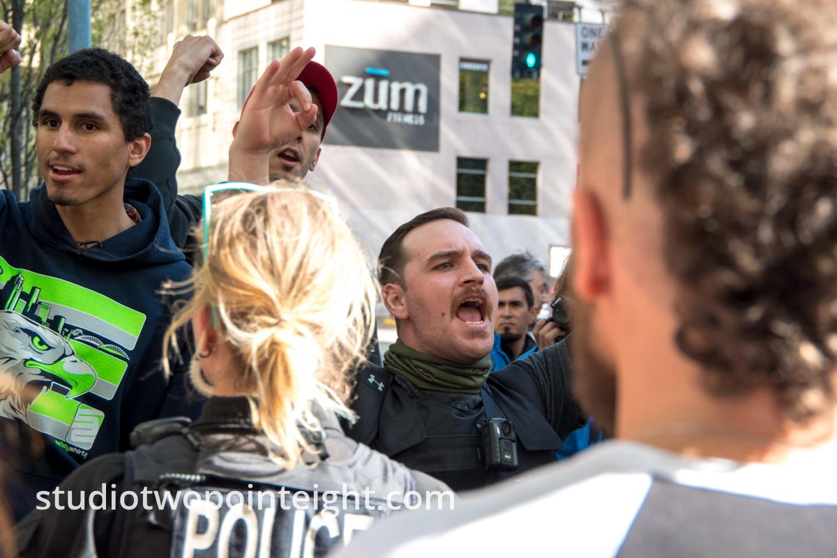 Seattle May Day 2019 Immigration Politics Rally, Commotion During the Speeches At the Federal Courthouse