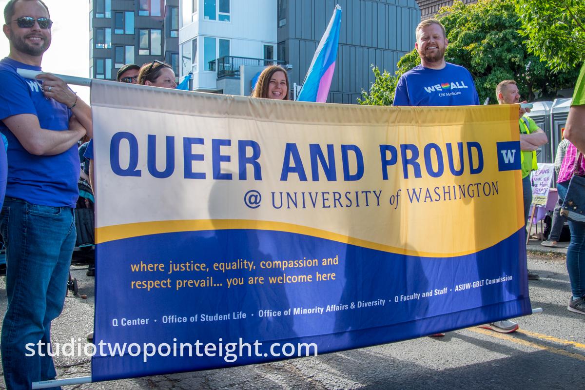 Seattle Trans Pride 2019, University of Washington Queer and Proud Banner
