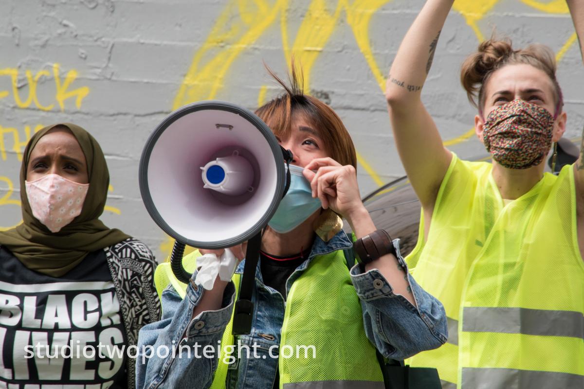 Studio 2.8, May 1, 2020, Seattle May Day Rent Strike Demonstrators Spoke With Seattle Apartment Dwellers Using a Bullhorn