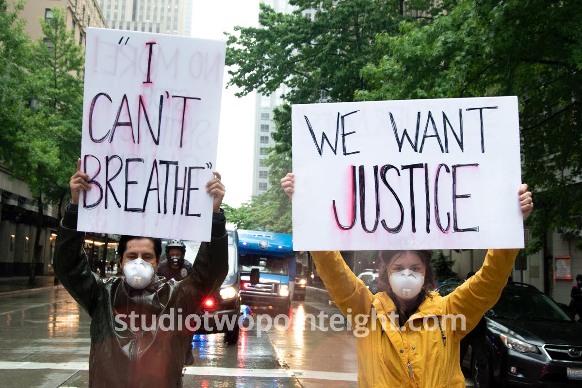 Studio 2.8, Seattle Protests, Black Lives Matter, George Floyd, May 30, 2020, I Cant Breathe And We Want Justice Posters