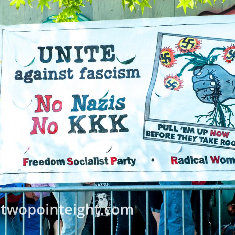 Seattle, August 18, 2018, Counter Protest, Freedom Socialist Party, Banner