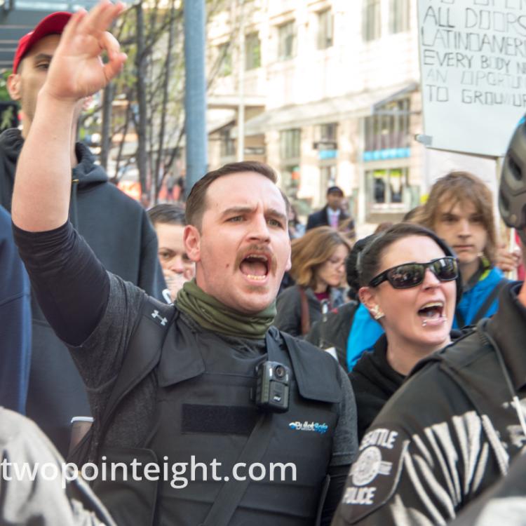 Seattle May Day 2019 Immigration Politics Rally, Commotion During the Speeches At the Federal Courthouse