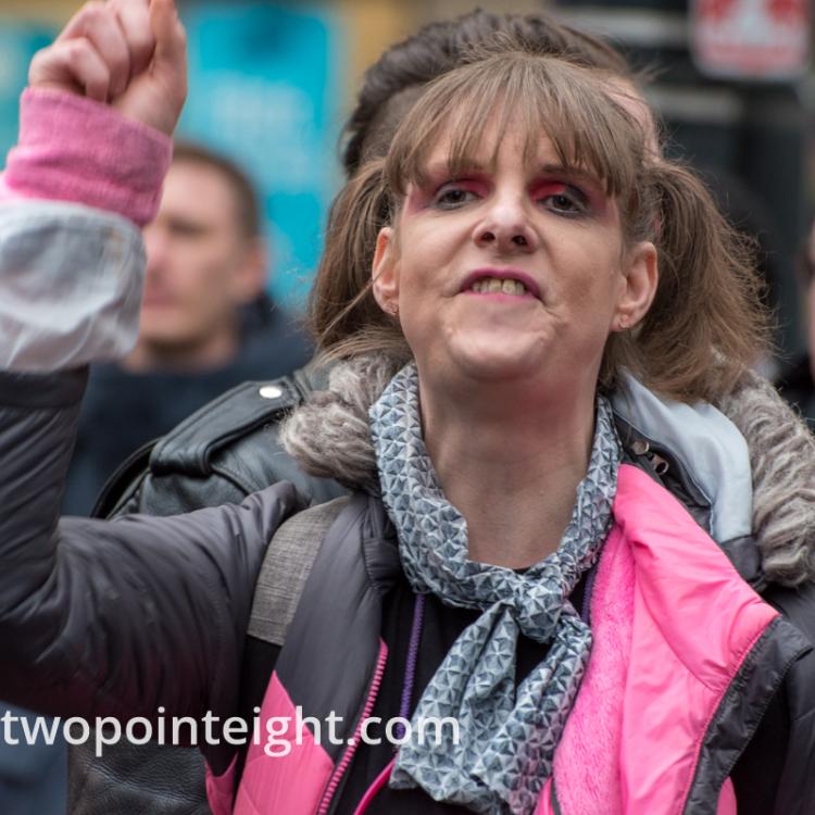 Studio 2.8, December 7, 2019, Pearl Harbor Day, McGraw Square Seattle, Shouting Counter Protester In Pink
