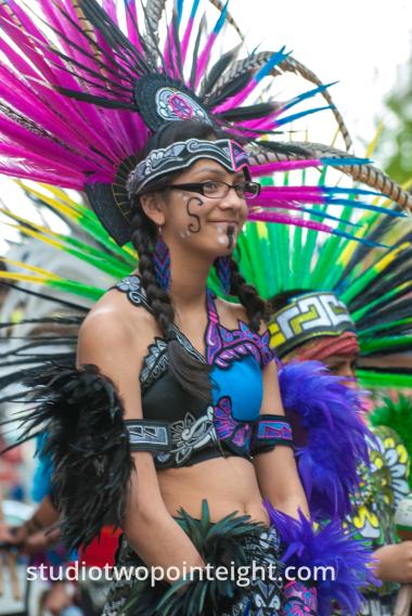 2015 Seattle May Day Immigrant Rally, Indigenous American Woman In Traditional Costume