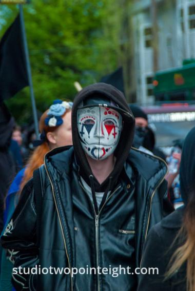 2015 Seattle May Day Protest Riot, Near Dusk A Protester Wore Harlequin Mask