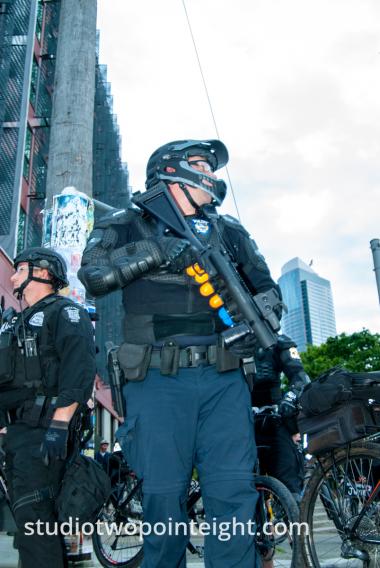 2015 Seattle May Day Protest Riot, Seattle Police Officer Wielded Non Lethal Grenade Rifle