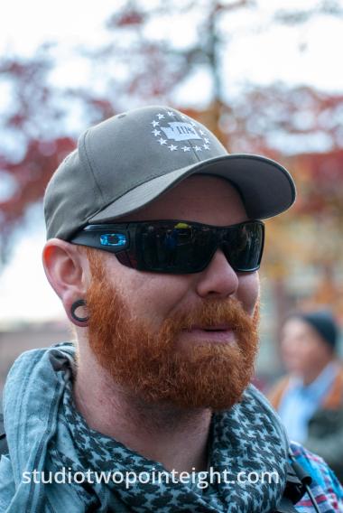 Seattle, Liberty or Death 2 Rally, December 1, 2018, A Washington Three Percent Member Smiles During The Speeches