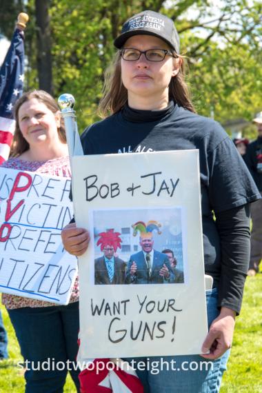 March For Our Rights 2.0, Gun Rights Rally, 2019 April 27, Attendee With Bob And Jay Want Your Guns Poster