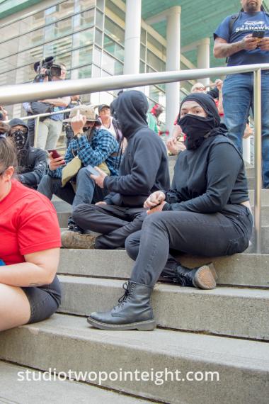 Seattle May 1, 2019 May Day Immigration Rally Scared Looking Antifa Black Bloc Terrorists