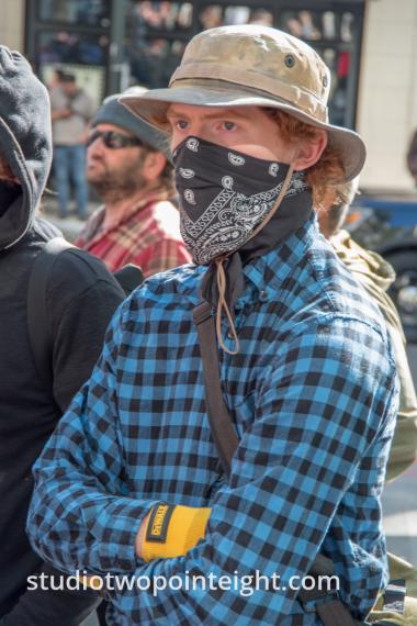 Seattle May 1, 2019 May Day Immigration Rally, An Antifa Black Bloc Terrorist Who Didn't Get The All Black Memo