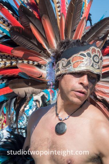 Seattle May 1, 2019 May Day Immigration Rally One Of The Men With The Ceatl Tonalli Aztec Dancers