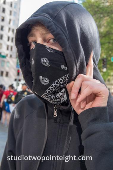 Seattle May 1, 2019 May Day Immigration Rally Masked Antifa Black Bloc Antagonist