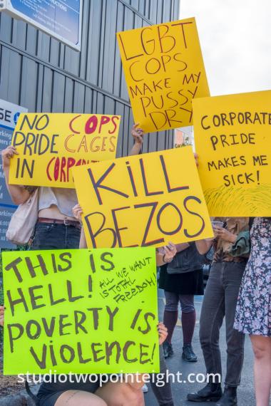 Studio 2.8, Seattle Trans Pride 2019, June 28, 2019, Attendees with Kill Bezos Poster