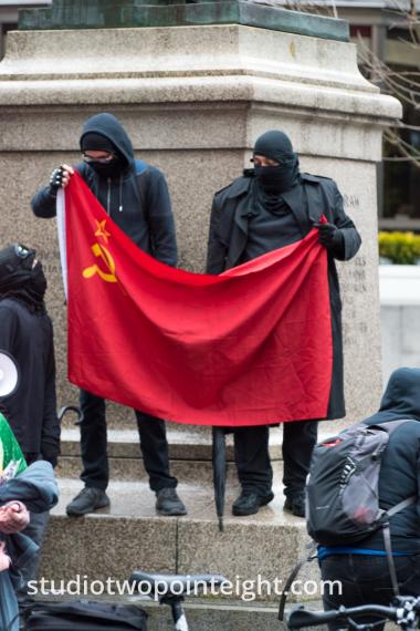 Studio 2.8, Pearl Harbor Day Commemoration Coverage, December 7, 2019, Anarchists Brandished a Soviet Style Communist Flag