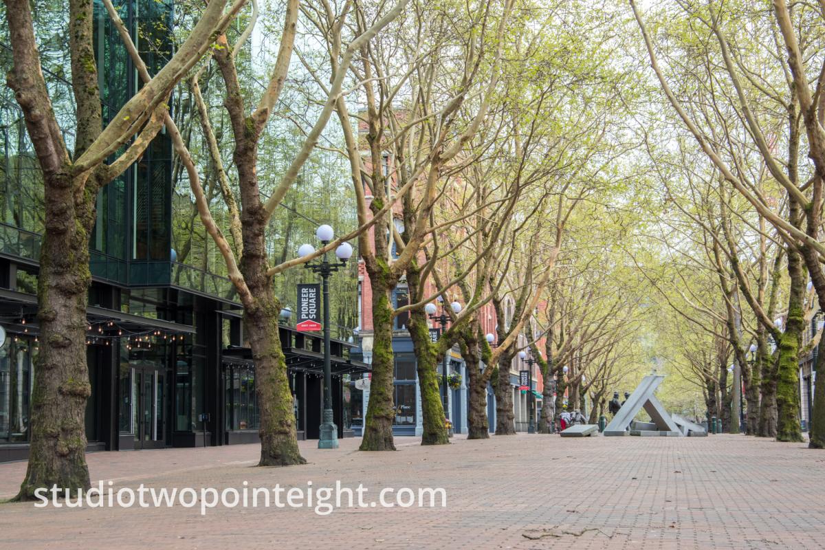 Studio 2.8 Documenting The Corona Virus Pandemic, April 18, 2020, The Occidental Park Mall Mostly Deserted